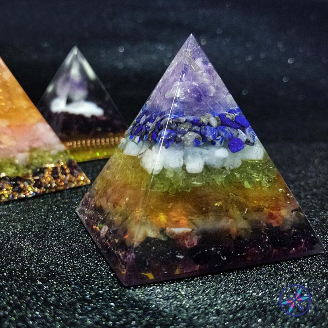 7 Chakras Crystals Orgonite Pyramid