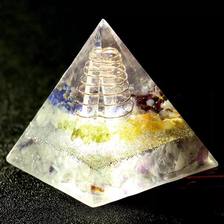 7 Chakras Crystals Orgonite Pyramid