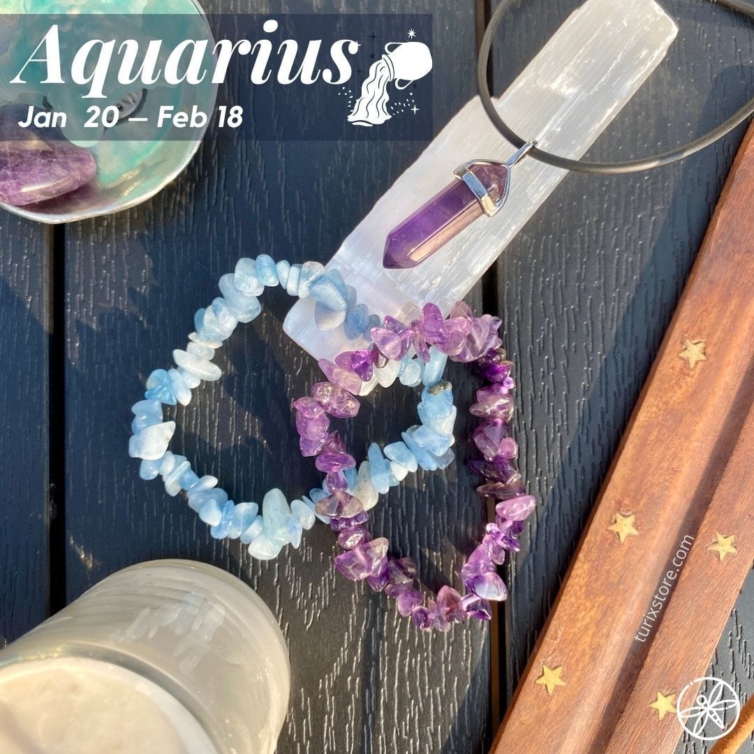 Aquarius Zodiac Crystal jewelry set