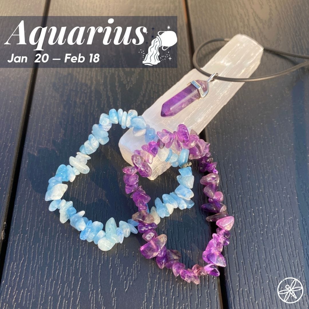 Aquarius Zodiac Crystal jewelry set