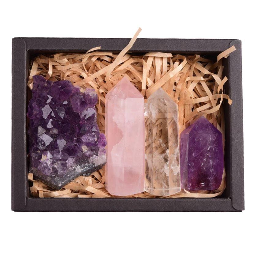 Serenity Dreams Crystal Point Set - Amethyst, Rose Quartz & Clear Quartz (4pc)