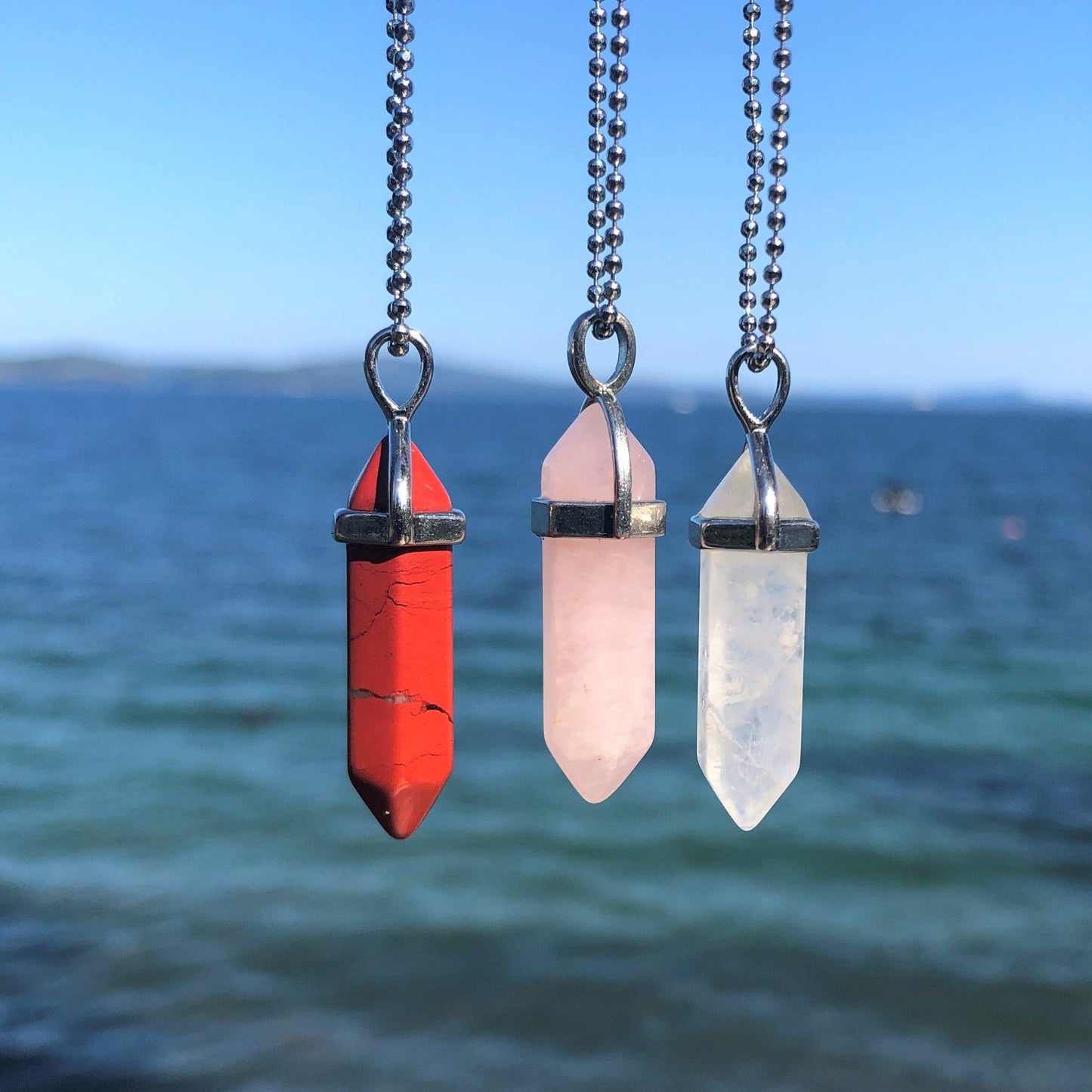 Pregnancy & Fertility Crystal Necklace set - Red Jasper, Rose Quartz, Clear Quartz