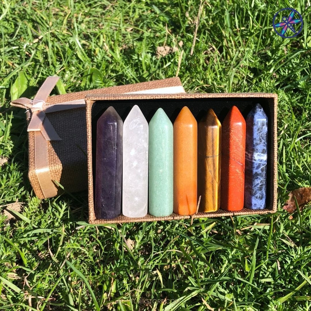 7 Chakras Crystal Points Set + Gift box