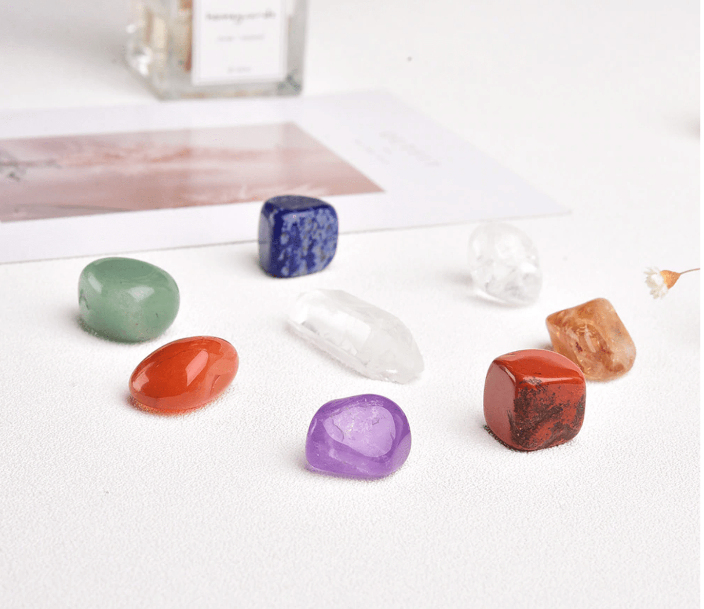 7 Chakras Tumbled Crystal Set - 7 crystals + 1 Extra Clear Quartz