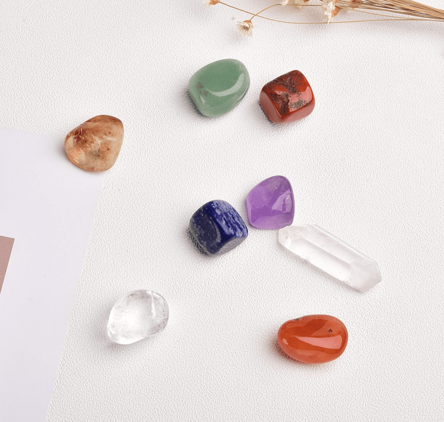 7 Chakras Tumbled Crystal Set - 7 crystals + 1 Extra Clear Quartz