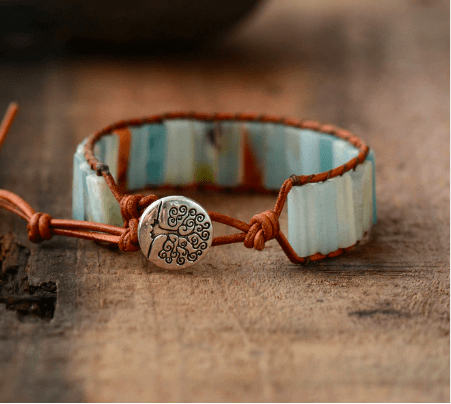 Amazonite Leather Wrap Bracelet