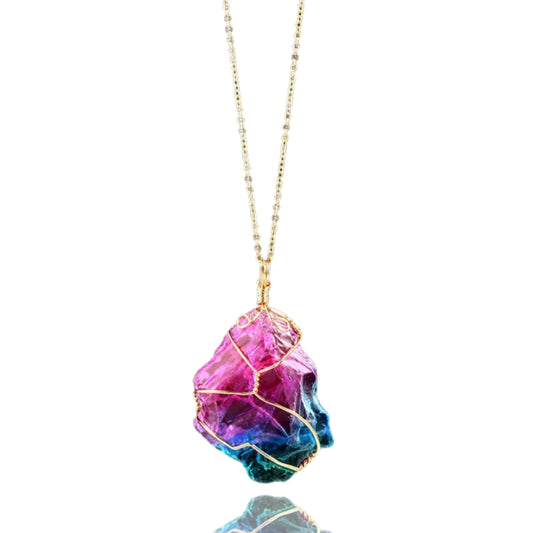 Rainbow Quartz Crystal Necklace