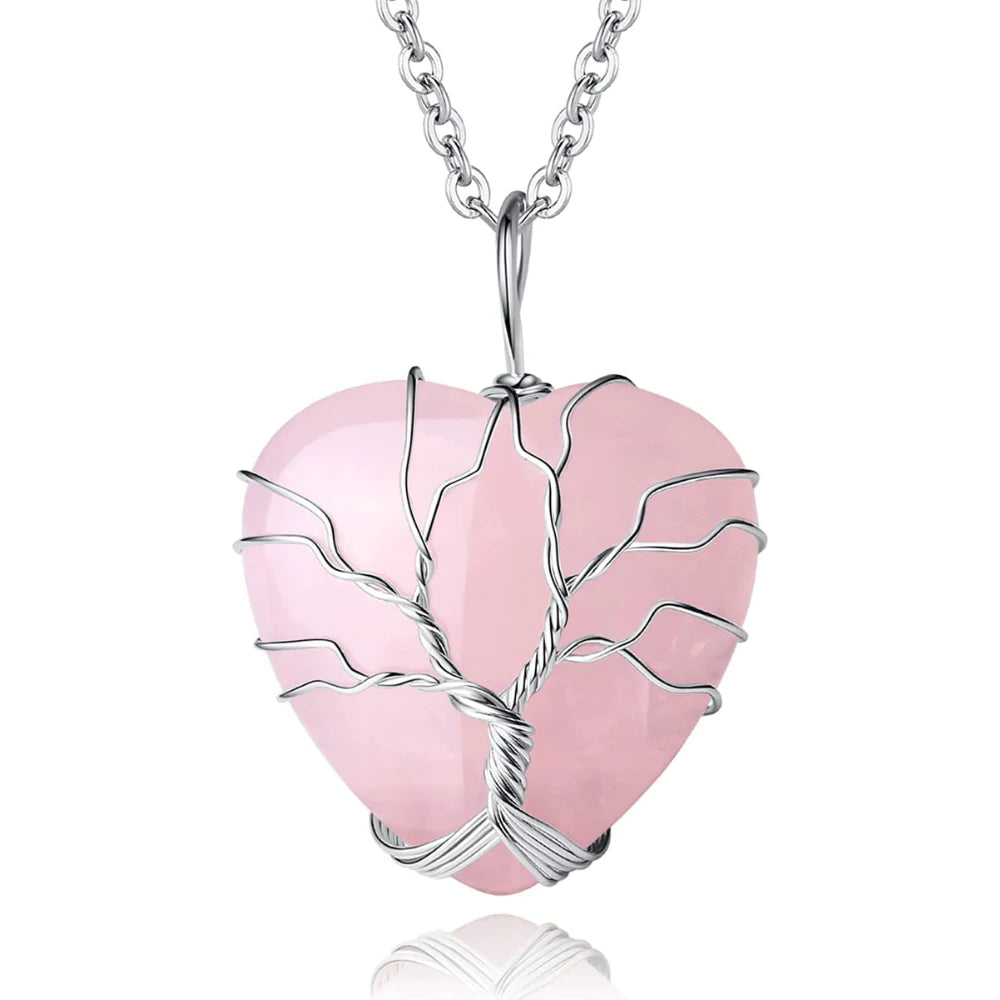 Heart Tree Of Life Quartz Necklace