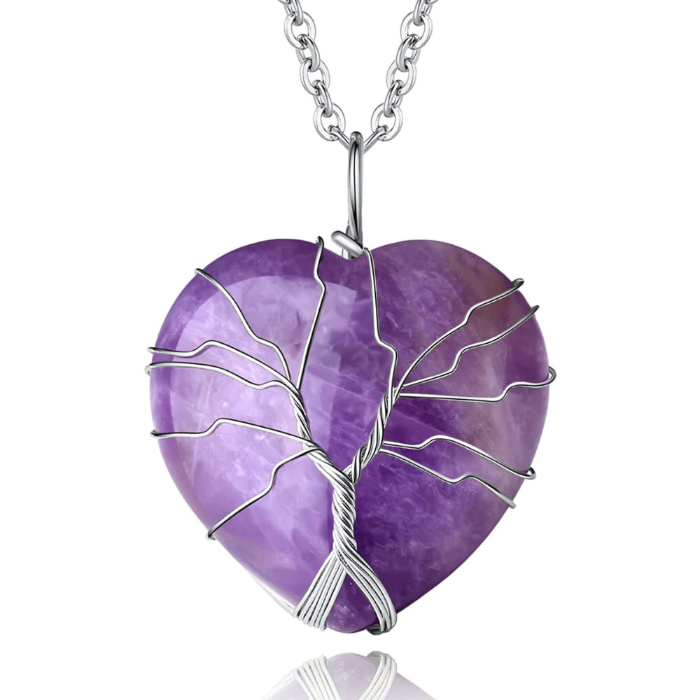 Heart Tree Of Life Quartz Necklace