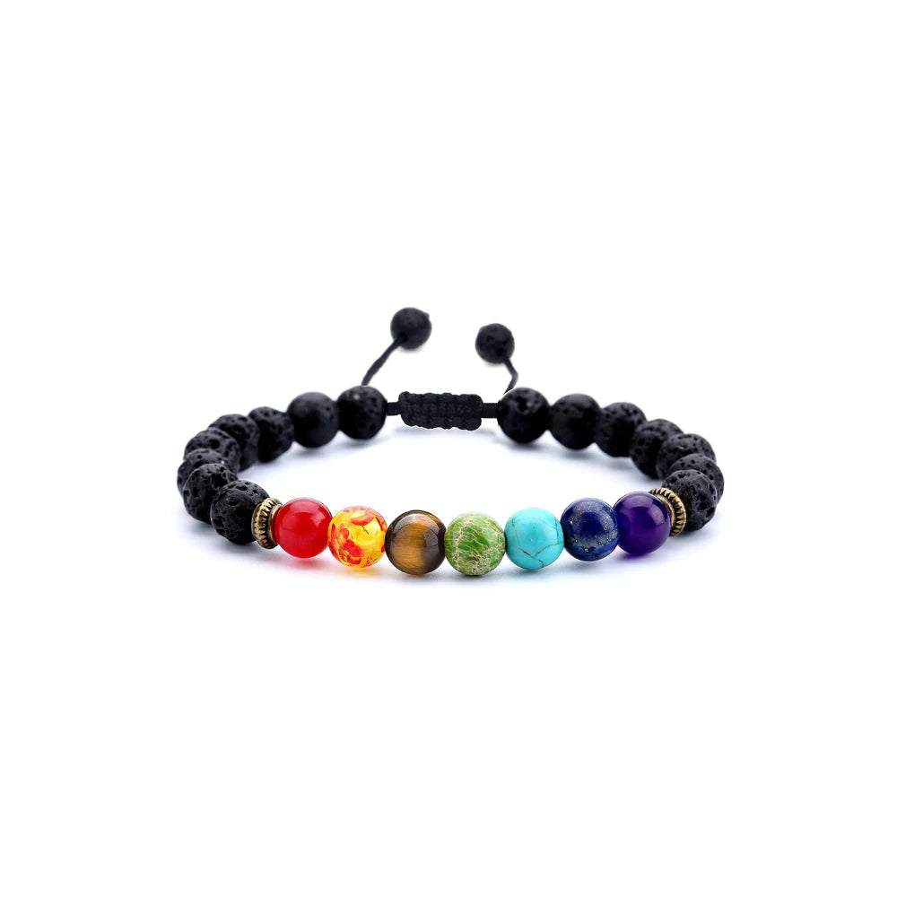 Adjustable Lava Stone Chakra Bracelet