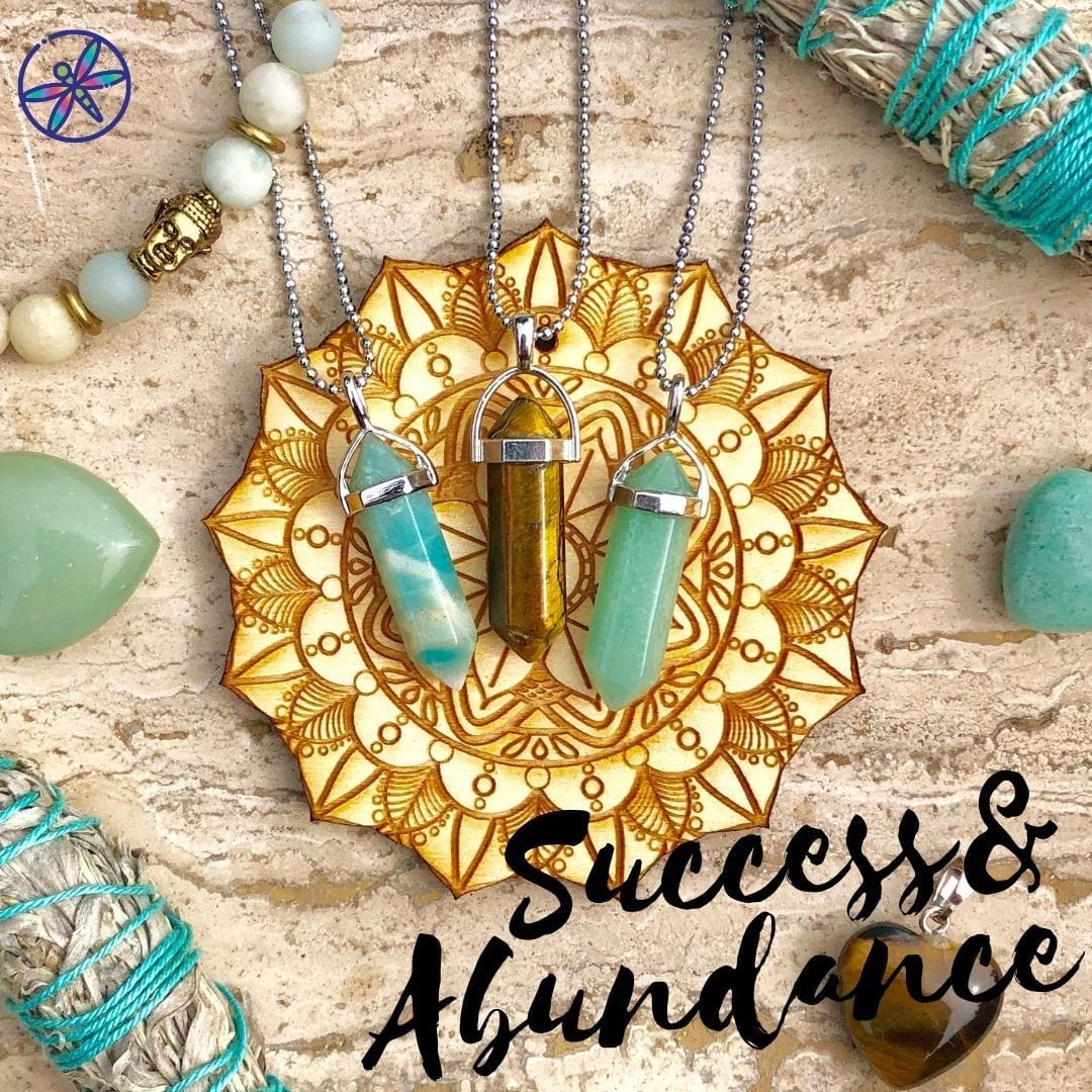 Success & Abundance Crystal necklace set - Amazonite, Tiger Eye & Aventurine