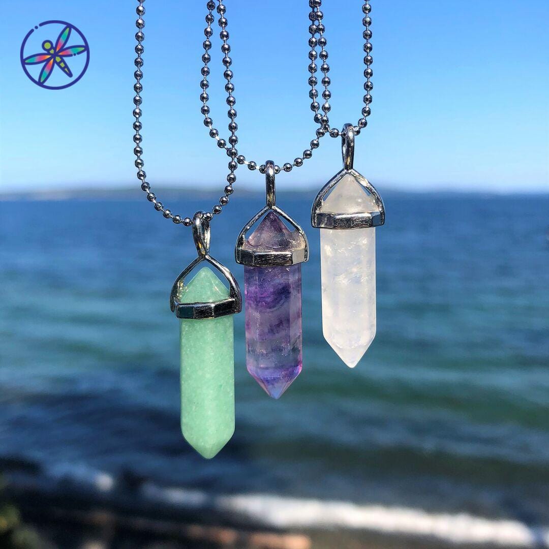 Peace & Harmony Crystal Necklace set: Aventurine, Purple Fluorite, Clear Quartz