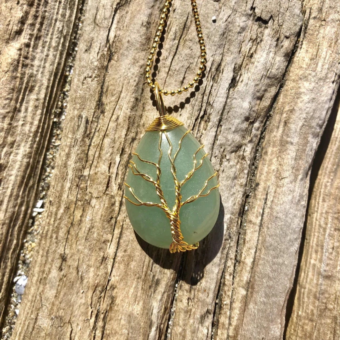 Aventurine Wire Wrap Tree of Life Necklace