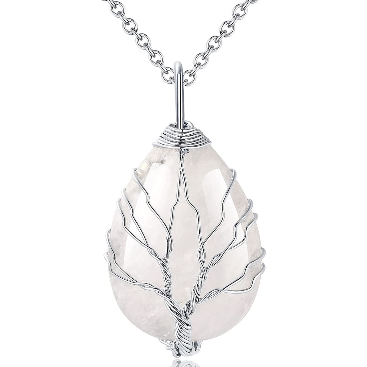 Clear Quartz Wire Wrap Tree of Life Necklace