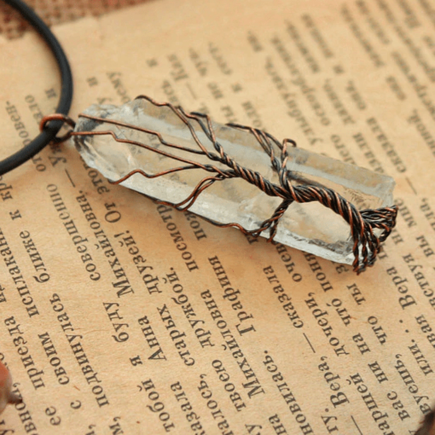 Wire Wrapped Clear Quartz Pendant